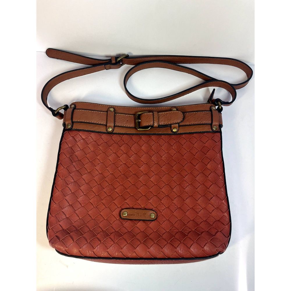Simply Noelle Woven Leather Burgundy Handbag Crossbody Purse